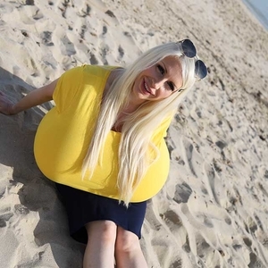 Beach walk with Beshine and the worlds largest breasts