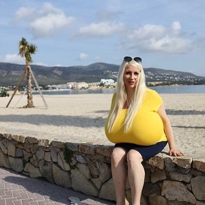 Beach walk with Beshine and the worlds largest breasts