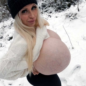 Worlds Biggest Breasts in the winter wonderland 