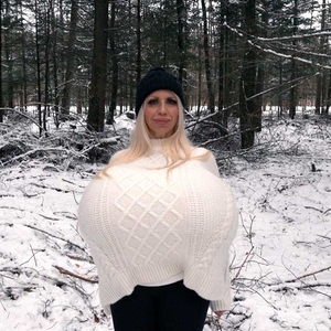 Worlds Biggest Breasts in the winter wonderland 